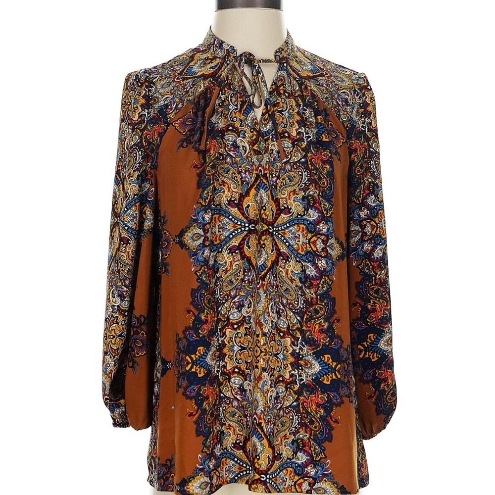NWT Rafaella paisley tie neck blouse